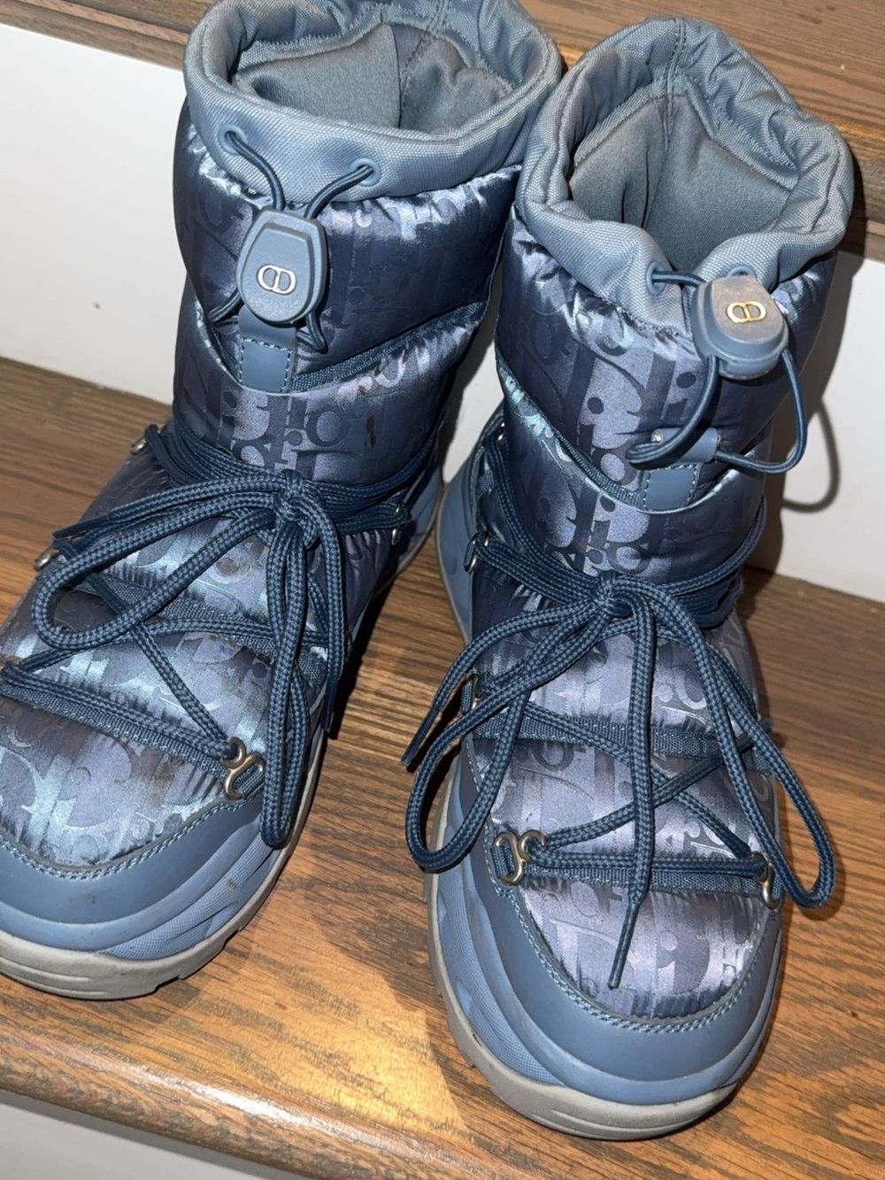 Dior Blue Monogram Padded Snow Boots